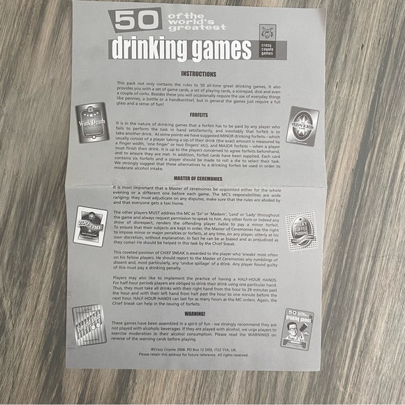 50 of the Worlds Greatest Drinking Games - Never used - by Crazy Coyote Games - Picture 6 of 10